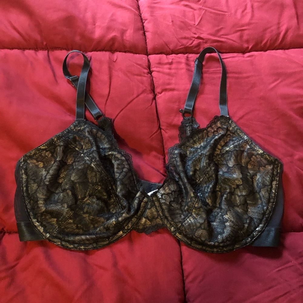 Black lace unlined bra